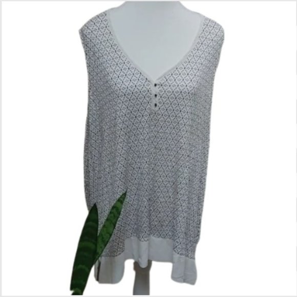 Reitmans plus size 3x white and black pattern stretch sleeveless blouse … - Picture 1 of 12